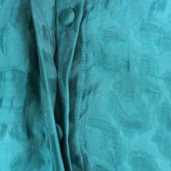 Guess Animal Print Satin Sheer Retro Balloon Sleeves Blouse Womens S Green Teal - Picture 3 of 9